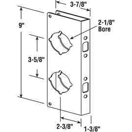 Prime-Line U 9559 Brass Lock and Door Reinforcement Plate for 1-3/8 In. Thick Doors, Brass Finish (Single Pack)