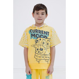 SpongeBob SquarePants Toddler Boys French Terry Pullover Hoodie and Shorts Outfit Set Pale Yellow/Seafoam Blue 3T