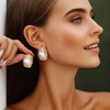 Boho Pearl Statement Earrings for Women Irregular Pearl and Gold