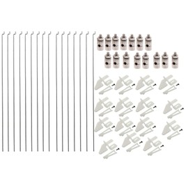 15Pcs Adjustable Pushrod Connector Linkage Stopper 1.3mm + 15Pcs Nylon Control Horns 21x10 mm + 15Pcs 1.2 x 210mm Z Push Rods Parts Compatible for RC Airplane Plane Boat Replacement (15 PCS)