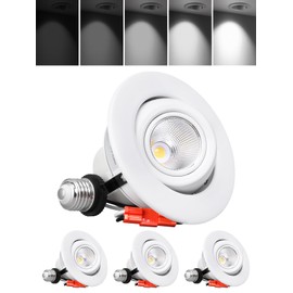 TORCHSTAR 4 Inch LED Gimbal Retrofit Recessed Light Dimmable, 9W Swivel Adjustable Eyeball Downlight, CRI90, Directional Eyeball Can Light, ETL Listed, 5000K Daylight, Pack of 4