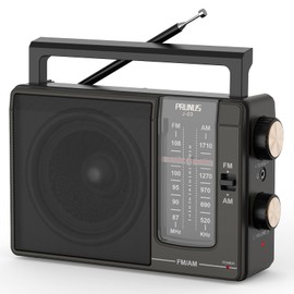 PRUNUS J-03 AM FM Radio Portable Plug in Wall or AA Battery Operated for Home/Outdoor, Large Speaker Excellent Sound, Excellent Reception 19.5 ant, Large Tuning Knobs for Easy to Use,Gifts for Seniors