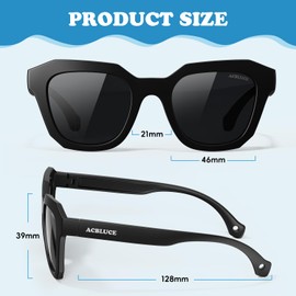 ACBLUCE Kids Sunglasses for Boys Girls Polarized Sun Glasses Teen Youth Child Sport Baseball Running Beach Black Glasses for Age 5-12