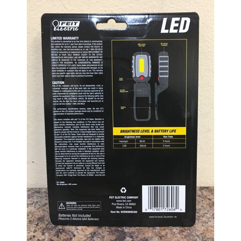 Feit Electric WORKMINI300 300 Lumens Adjustable Handheld LED Work Light