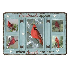 Cardinals Appear When Angels are Near Vintage Metal Tin Sign Funny Metal Home Family Novelty Retro Sign Wall Decor 12x8 Inches