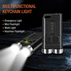 BIKACU Mini EDC Flashlight 900 Lumen USB Rechargeable Bright Keychain Flashlights with Magnet - 10 Modes IP65 Waterproof Pocket Flash Light for Everyday Carry, Camping, Emergency