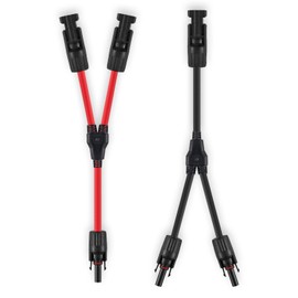GENORTH 6 mm² Solar Cable, Y-Splitter, 1 Pair of Solar Panel Y Plugs, 1Y2 10AWG Y Plug, Photo-Voltage Cable Y Plug, 1Y2 Plug Pair for Solar System, Ready to Plug (Red + Black)