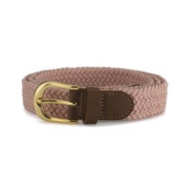 Streeze Ladies Stretch Belts - 5 Sizes Elasticated Woven Braided Fabric. 1 inch Wide with Gold Buckle (X Small, Pink)
