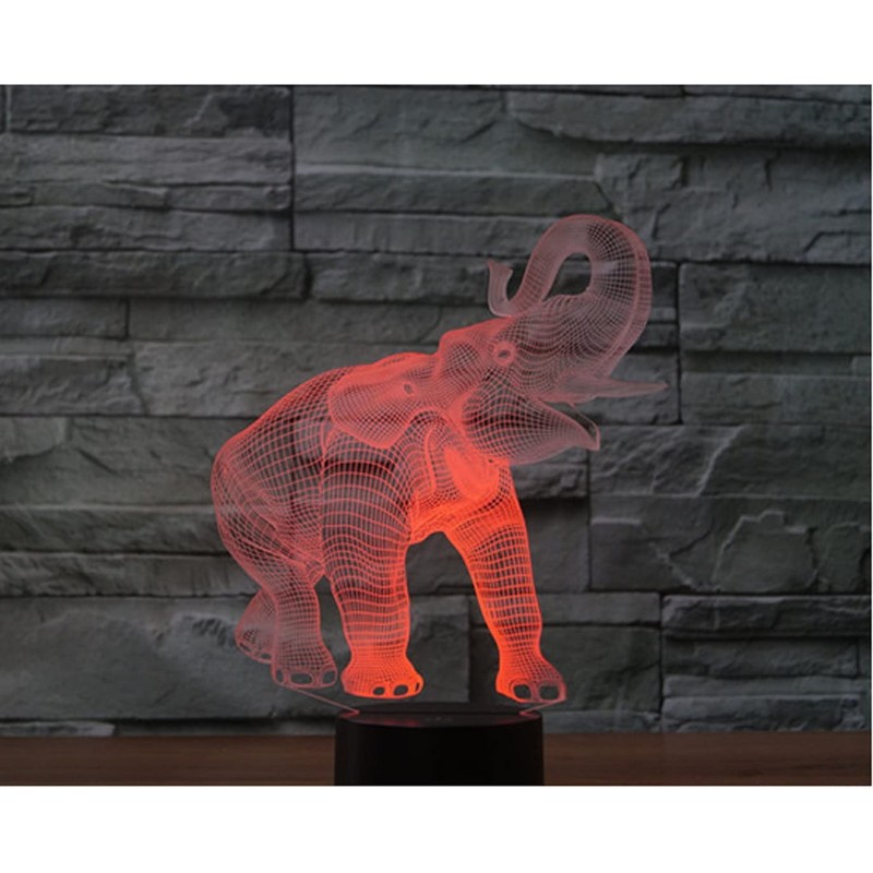 SUPERRUIDALONG 3D Lamp Elephant Night Light Remote Control Power Touch