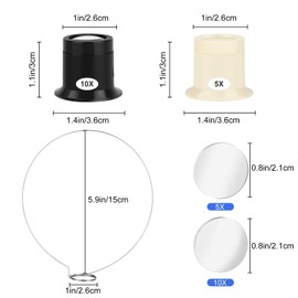 EEEKit 5X 10X Monocle Eyeglass with Support Ring, 2PCS Magnifying Glass with 2PCS Lenses, Pocket Eyeloupe for Watch Repair