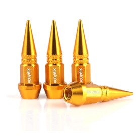 vcoyeix 45mm Spiked Aluminum Stem Valve Caps,4 pcs/Pack,Dustproof Tire Wheel Stem Caps for Cars,SUVs,Trucks Bicycles and Motorcycles （Golden Yellow）