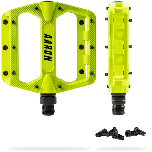 AARON - Rock Mountain Bike Pedals - Aluminium/Platform Pedals - with Waterproof Industrial Ball Bearings / Removable Non-Slip Nubs - for Electric Bike/Mountain Bike/Mountain Bike/Mountain Bike/Others