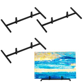 Yaocom 4 Pcs Metal Glass Display Stands Easel for Displaying Ceramic Tiles, Plaques, for Picture, Collectibles Ceramic Tiles Photo Office Trade Show Office, or Home(Black,7.87 x 3.94 x 0.98 Inch)