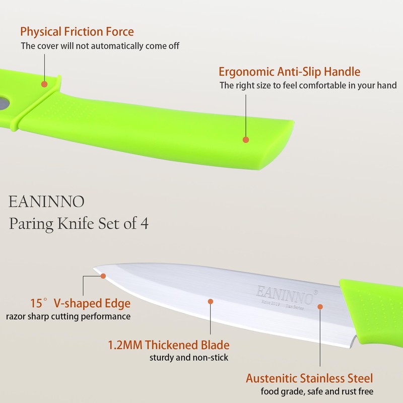 EANINNO Paring Knife Set, 4 inch Kitchen Paring Knives with