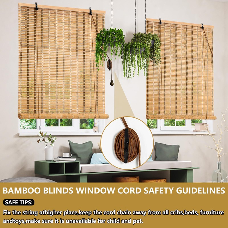 IMSGVIFO 23x72 Inch Bamboo Blinds for Interior Windows, UV Protection