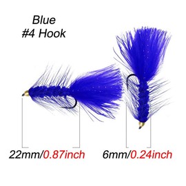 Qievcrme 10Pcs Wooly Bugger Fly Fishing Flies for Trout, Bass and Salmon-Streamer Assortment Wet Flies (Style A-Blue)