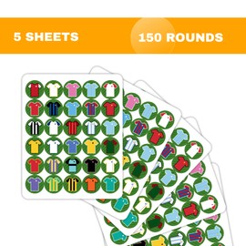 HNTR Create Your Dream Team Football Stickers | 30 Unique Kits | 150 Sticker Pack | 2.5cm Rounds
