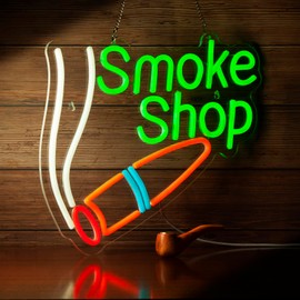 Smoke Shop Neon Signs, LED Neon light, Dimmable USB Powered, for Commercial Smoke Shop Bar Man Cave Pub Recreation Room Garage