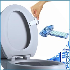 Toilet Seat Handle & Lid Lifter - 2 Pack. Lift More. Less Mess. (BLUE TILE) - Color: White, Size: 2pk