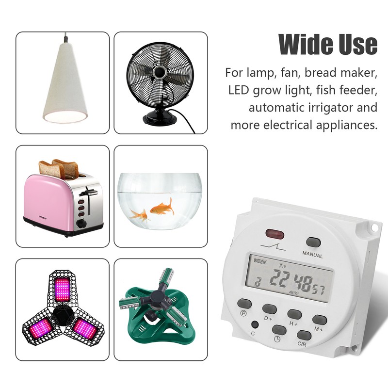Weekly Programmable Digital Timer Switch Panel Mounted Electrical Timer 16