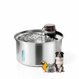 Smart Pet Fountain Pir-sensing Automatic Adjustable Cat Water Drinking Stainless Steel 3.2L Cat Drinking Fountain for Cats DogsColor: Silver, Volume: 3.2L, Size: 74*51.4*28.8cm