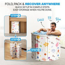 Zennest Foldable Portable Bathtub for Adults – 2-in-1 Hot & Cold Plunge, 90-Gal Large Capacity, Easy Setup, Space-Saving Design, 5-Layer Insulated Ice Bath Tub for Recovery, Indoor/Outdoor