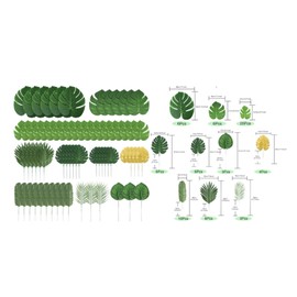 Artificial Monstera DIY Fake Monstera Leaf Artificial Plant for Outdoor Garden Beach Decoration10 Type 70PCS