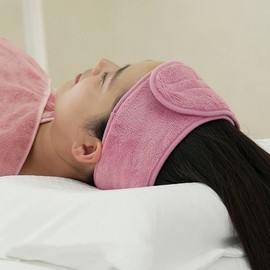 Professional Velcro Headband for Hair & Skincare: Face Washing Turban Face Wash Grey 5ea