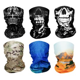 AIZHAZHA Skull Mask, 6 Pieces Multifunctional Mask that can be used as a Warm and Protective Cloth for Skiing, Motorcycle, Hiking, Camping, Hunting, Hiking, multicoloured