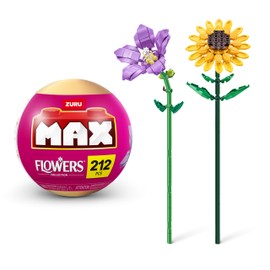 MAX Premium Flowers Building Bricks Collection (up to 243 Pieces, 2 Flowers per Capsule, 10 to Collect). (Platycodon and Sunflower, 1 Capsule)