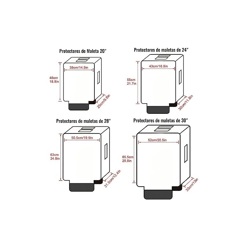 3 Fundas de Equipaje Transparentes Protectoras Impermeables PVC de Maleta,