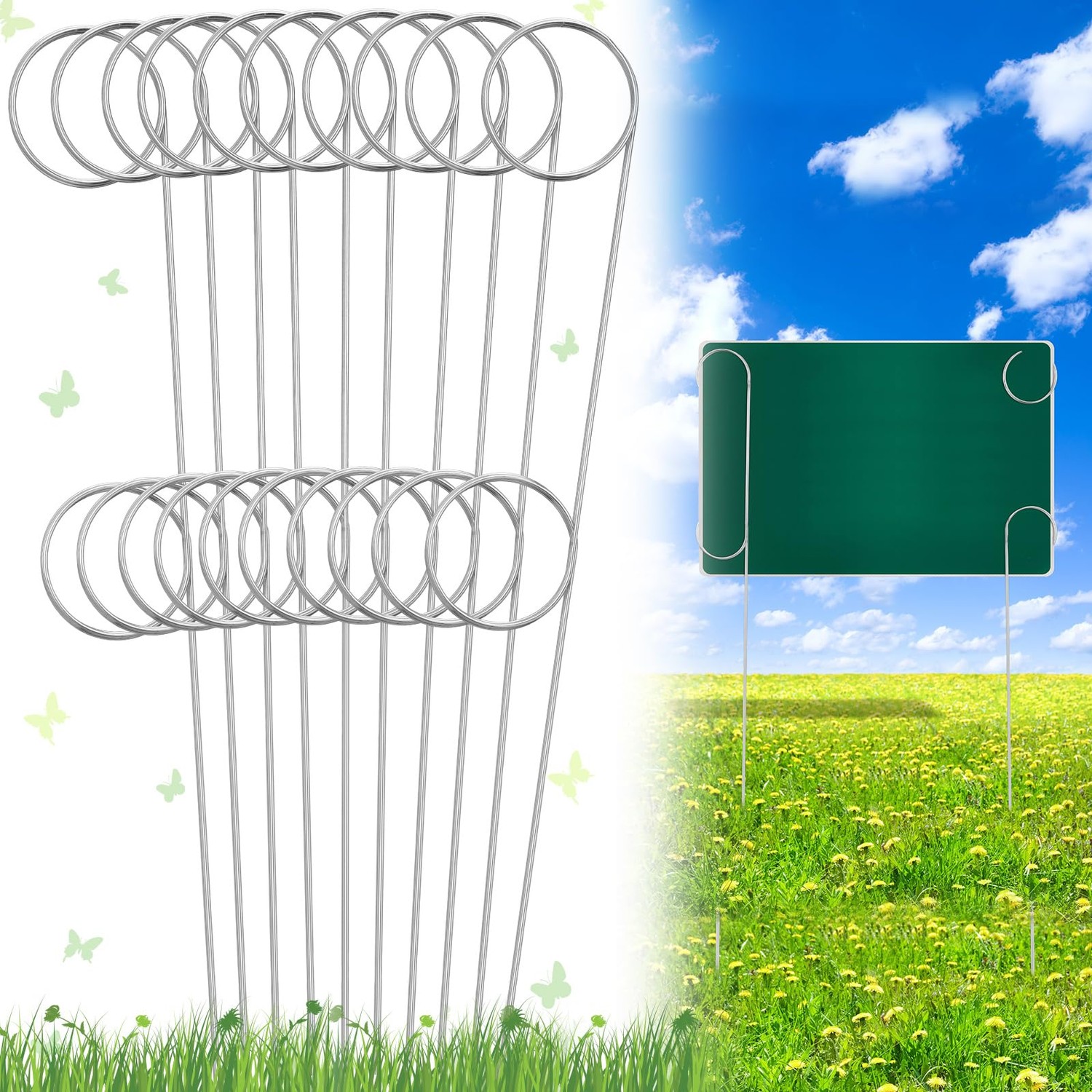 Kathfly 10 Pcs 28 Inch Pigtail Sign Holder Heavy Duty Pigtail Sign ...