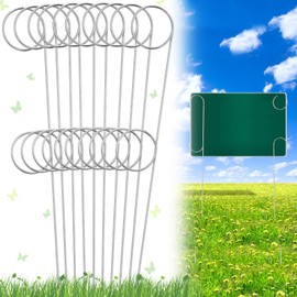 Kathfly 10 Pcs 28 Inch Pigtail Sign Holder Heavy Duty Pigtail Sign Stakes Stand Galvanized with 65mn Spring Steel for Advertising Board Garage Sale, Galvanized