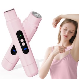 PUNOLAZY Bikini Trimmer for Women, 2-Speed Electric Razor for Pubic Hair Dual Head Shaver Women IPX7 Waterproof Rechargeable Lady Trimmer for Bikini Underarm Body Leg Face Pink