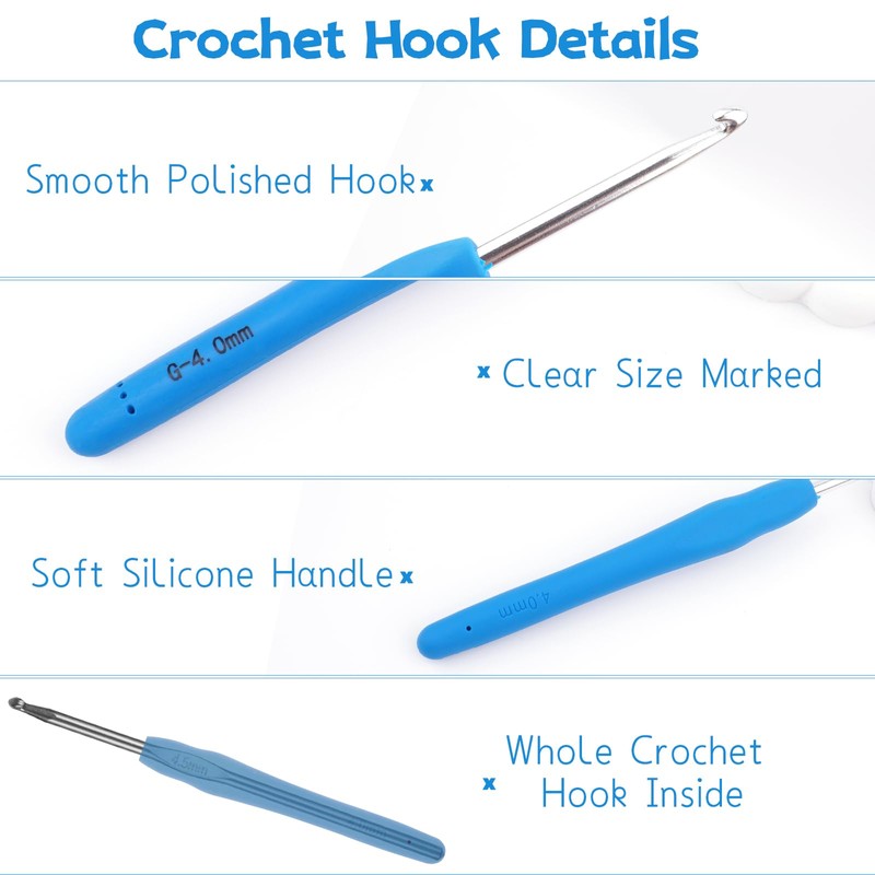 BsHooker 22 Sizes Crochet Hooks Set with Storage Case 0.5mm-10mm