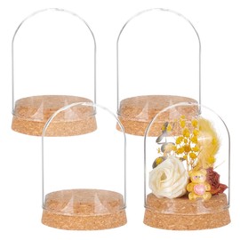 BENECREAT 4 Set Dome Display Glass Jar with Cork, 2.57x3.6inch Tabletop Centerpiece Cloche Bell Jar for Flower Plants, Specimens, Crafts Decorations