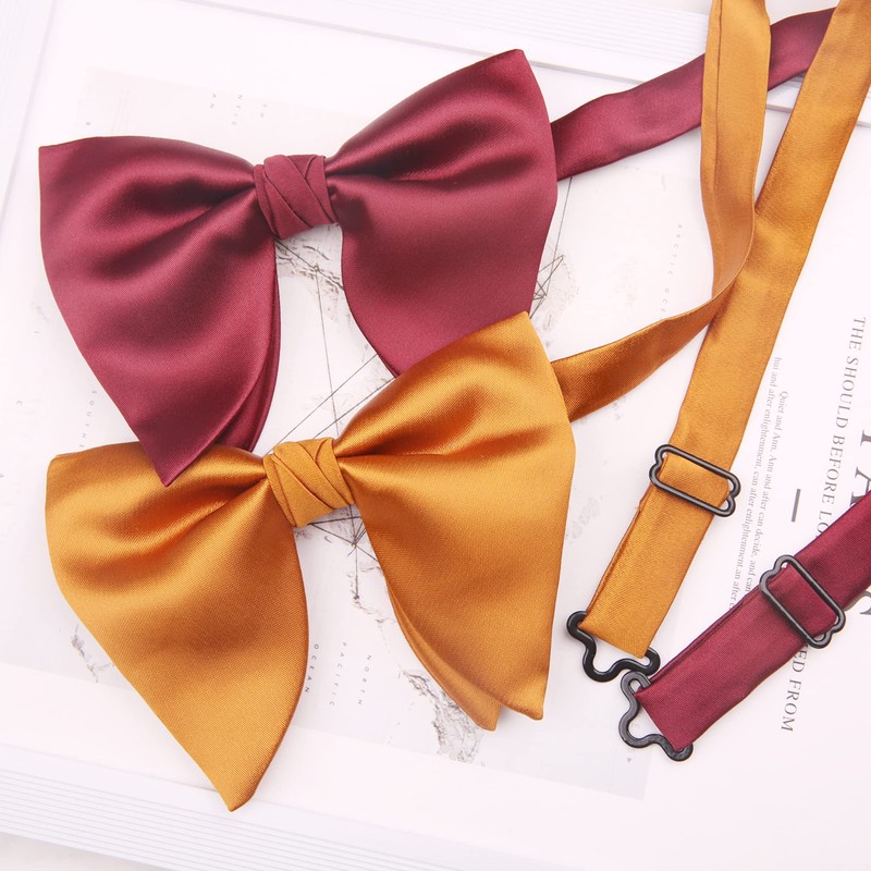 WANYING Men's Oversized Bow Tie Large Bowtie with Hook Closure
