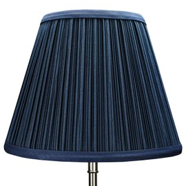FenchelShades.com Lampshade 5" Top Diameter x 9" Bottom Diameter x 7" Slant Height with Clip-On Attachment for Standard Edison-Style Lightbulb (Pleated Mushroom Navy Blue)