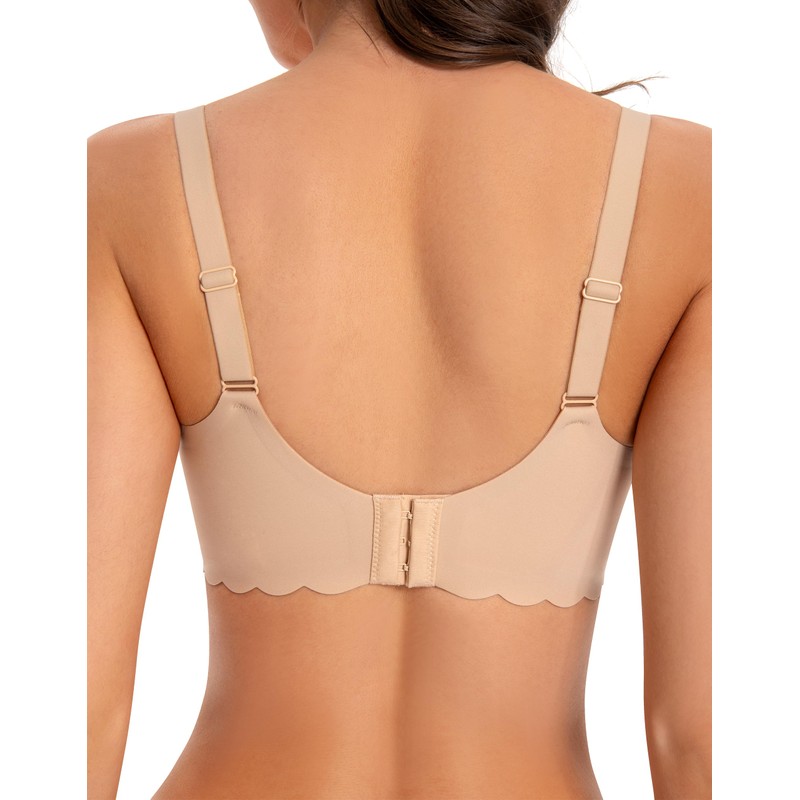 ANGOOL Women's Bra Without Underwire V-Neck Soft Cups Push Up