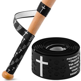 Cross Baseball Bat Grip Tape 1.75mm Precut - Full Adhesive Bat Wraps for Baseball/Softball/Cricket (Black) | Batting Grip Tape with Enhanced Thickness & Religious Design