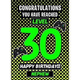 Nephew 30th Birthday Card (Level Up Gamer)