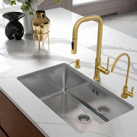 Filter Faucet,Drinking Water Faucet Fits Reverse Osmosis and Water Filtration System for Kitchen Bar Sink Faucets in Non-Air Gap SUS304 Stainless Modern Brushed Zirconium PVD Lead-Free