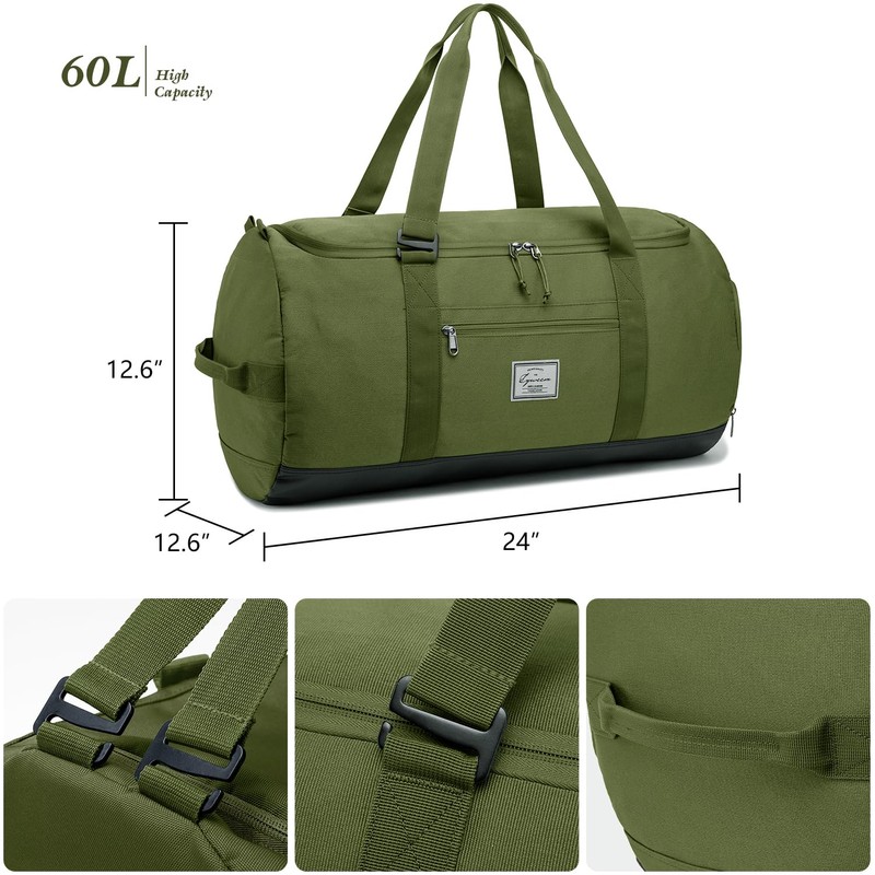Lyweem Sports Gym Bag Men - Large 60L Travel Duffle