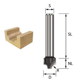 ENT Beading Cutter TC Shank (C) 8 mm, Diameter (A) 23 mm, B 13 mm, R 6 mm, D 32 mm