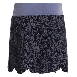 Vishes Alternative Bekleidung - Damen asymmetrischer Mini-Rock 100% Baumwolle geometrisches Muster elastischer Bund mit Taschen schwarz 46