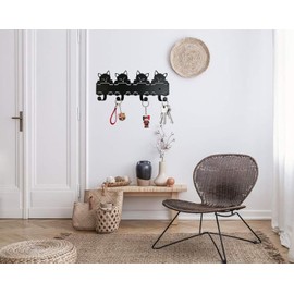 YXE Metal Key Holder Wall Mount, 8 Hooks, Key Organizer Rack for Kitchen, Entryway, Hallway, Bedroom, Black (M4)