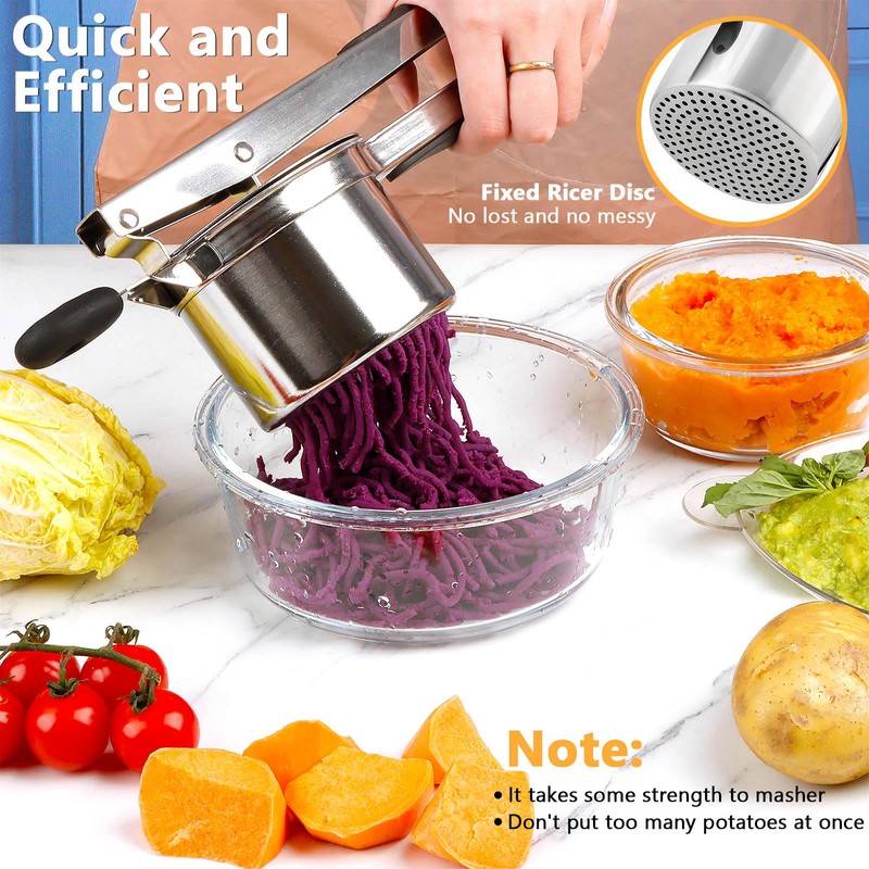 KAYCROWN Potato Ricer, Heavy Duty Stainless Steel Potato Masher and