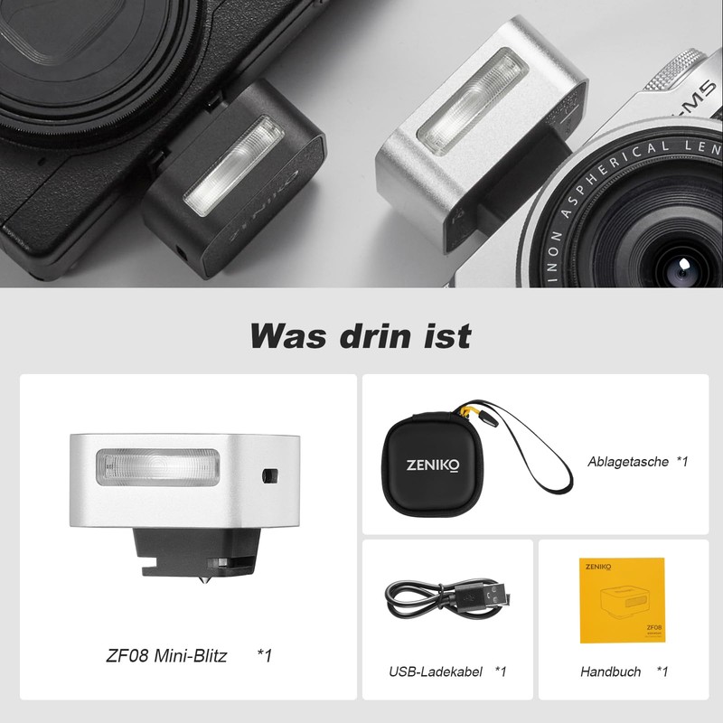 ZENI ZF04 Camera Flash, 6500K±200K Mini Flash for Canon, Sony,