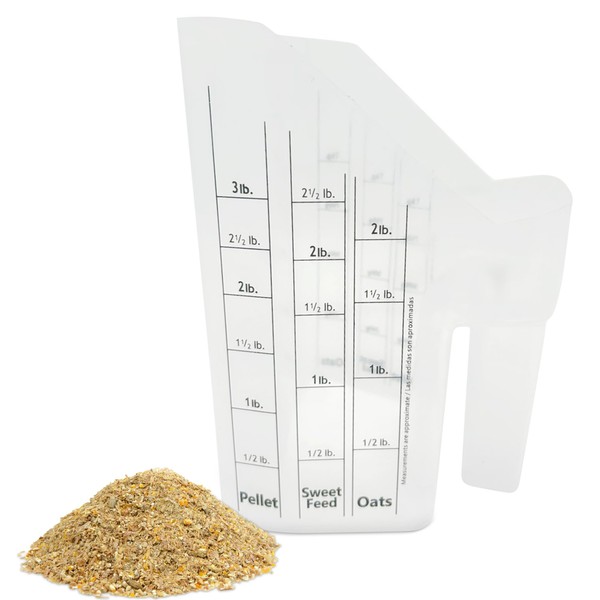 Tharos Distribution Clear Plastic Feed Scoop with Measurement Markings, Durable