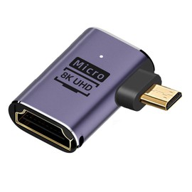 YC° Cable CY 8K en ángulo izquierdo, micro HDMI macho a HDMI 2.1 hembra UHD, adaptador convertidor de oro, compatible con 8K 60Hz HDTV